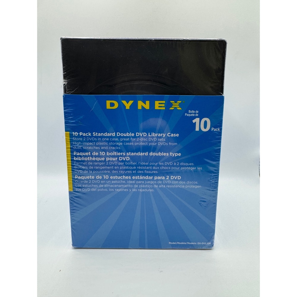 Dynex‎ Double DVD Library Case 10 Pack Black DX-DUL10B Standard 2-Disc Storage